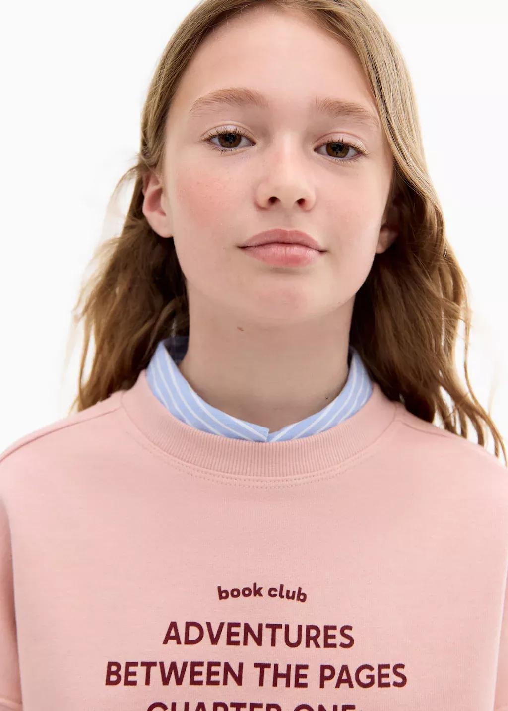 PINK Printed message sweatshirt, Kids Girl, , large image number 1