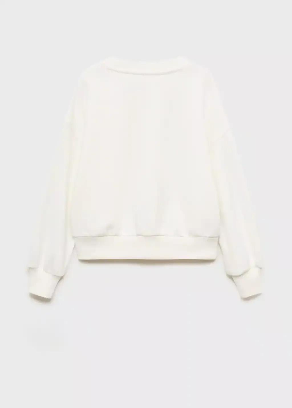 White Sweatshirt With Embroidered Star, Kids Girls, , large image number 4