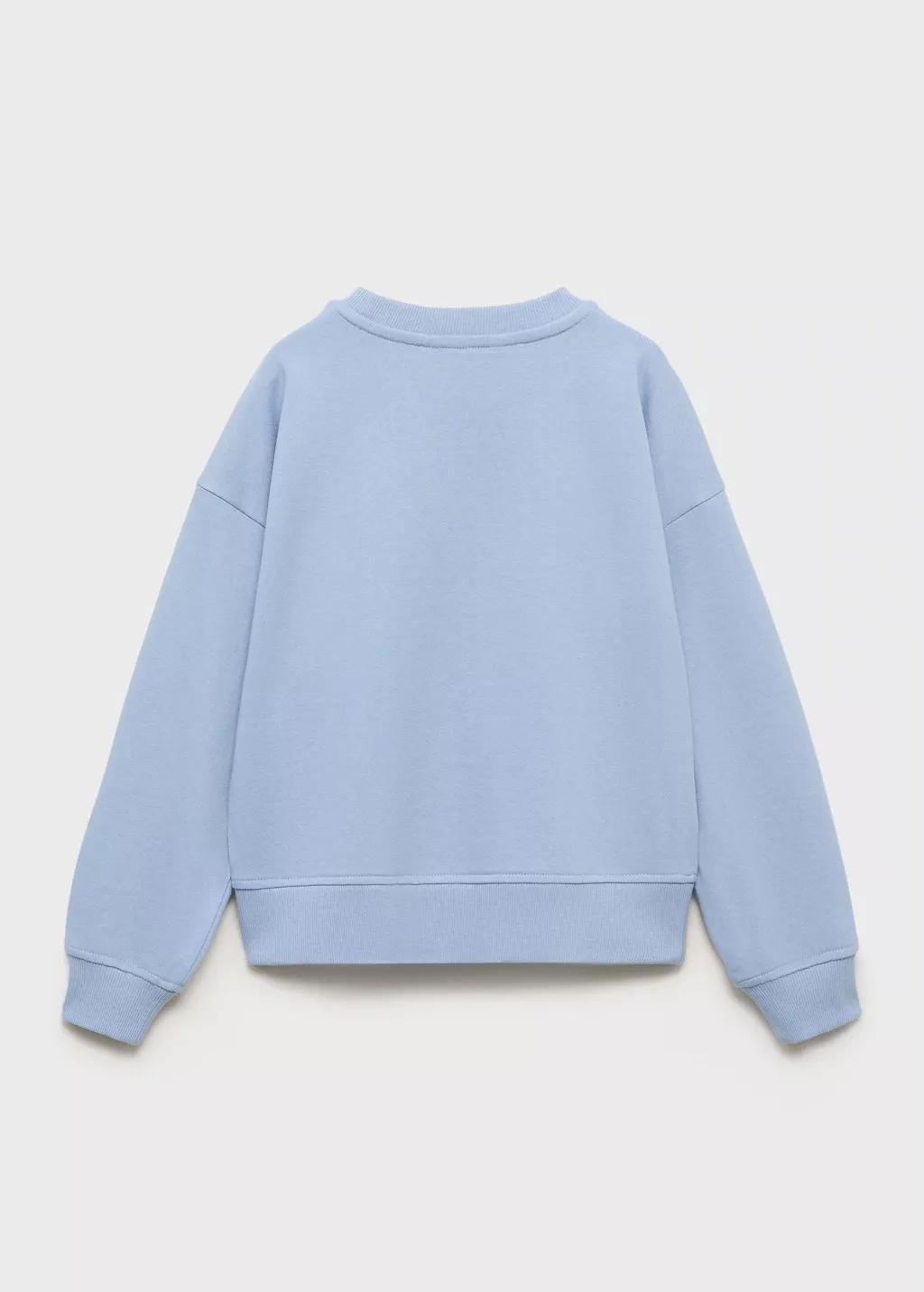 Blue Lt Pastel Printed Embroidered Sweatshirt, Kids Girls, , large image number 4