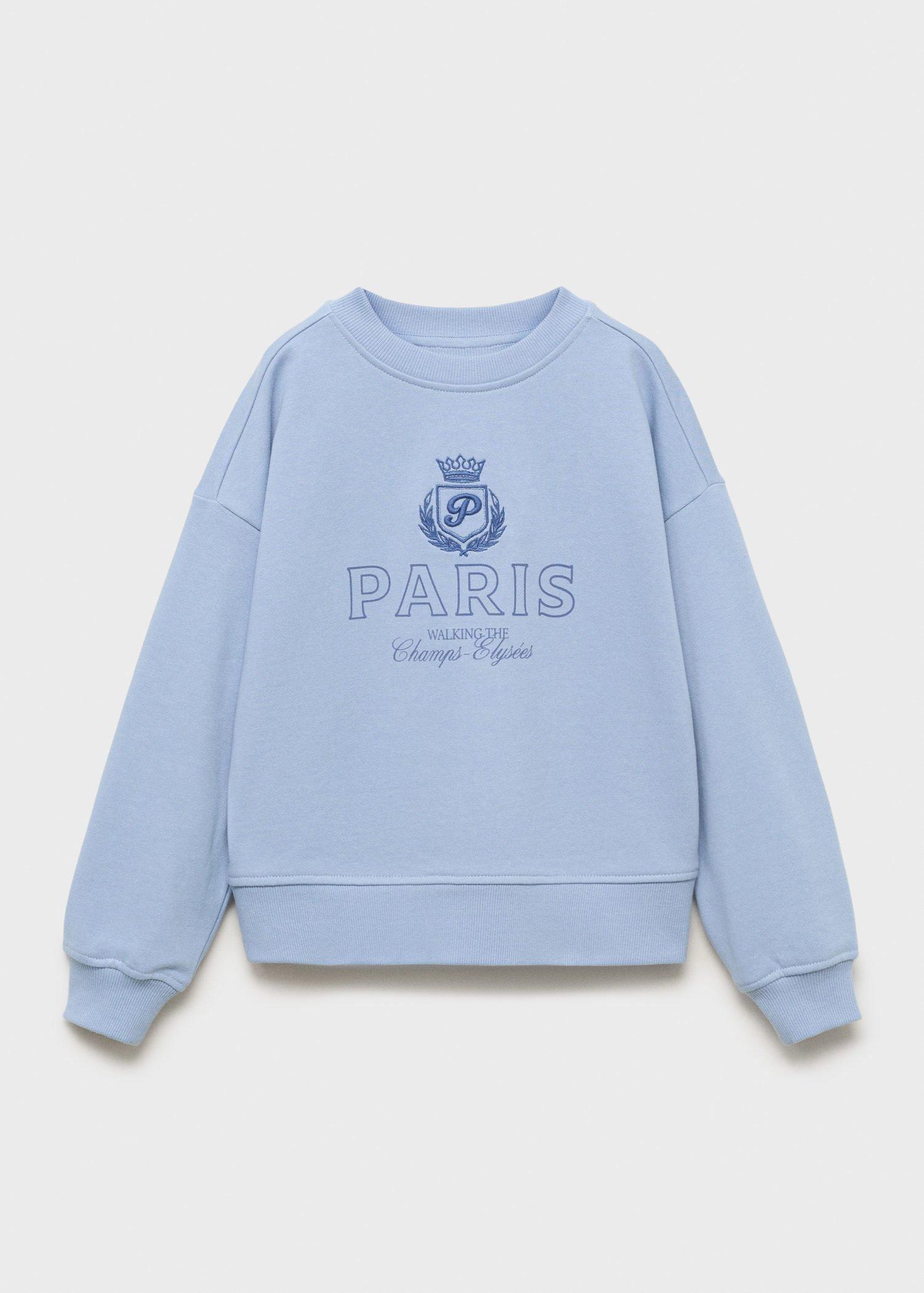 Blue Lt Pastel Printed Embroidered Sweatshirt, Kids Girls, , large image number 5