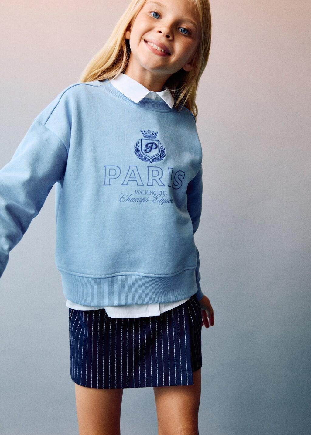 Blue Lt Pastel Printed Embroidered Sweatshirt, Kids Girls, , large image number 11