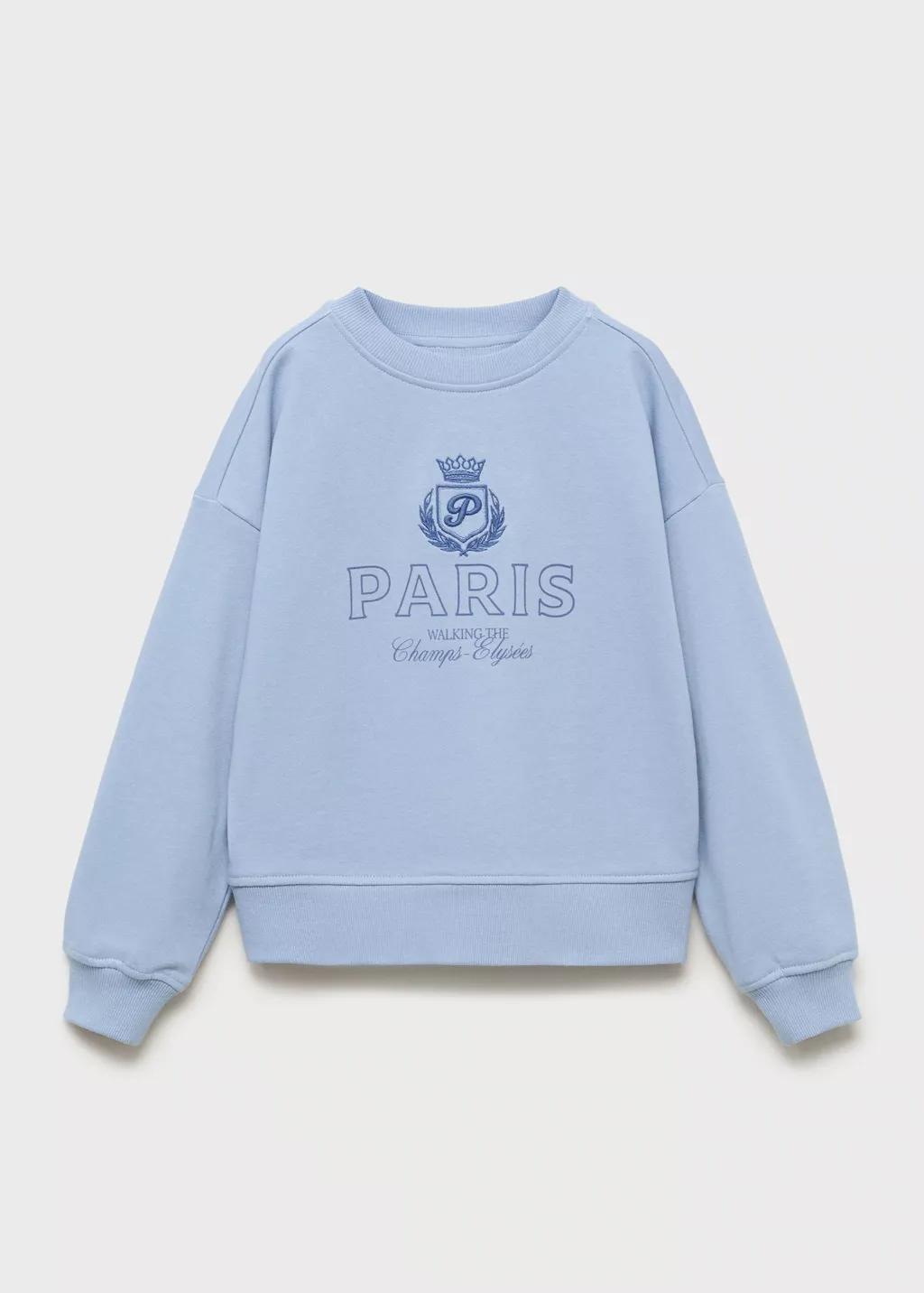 Blue Lt Pastel Printed Embroidered Sweatshirt, Kids Girls, , large image number 13
