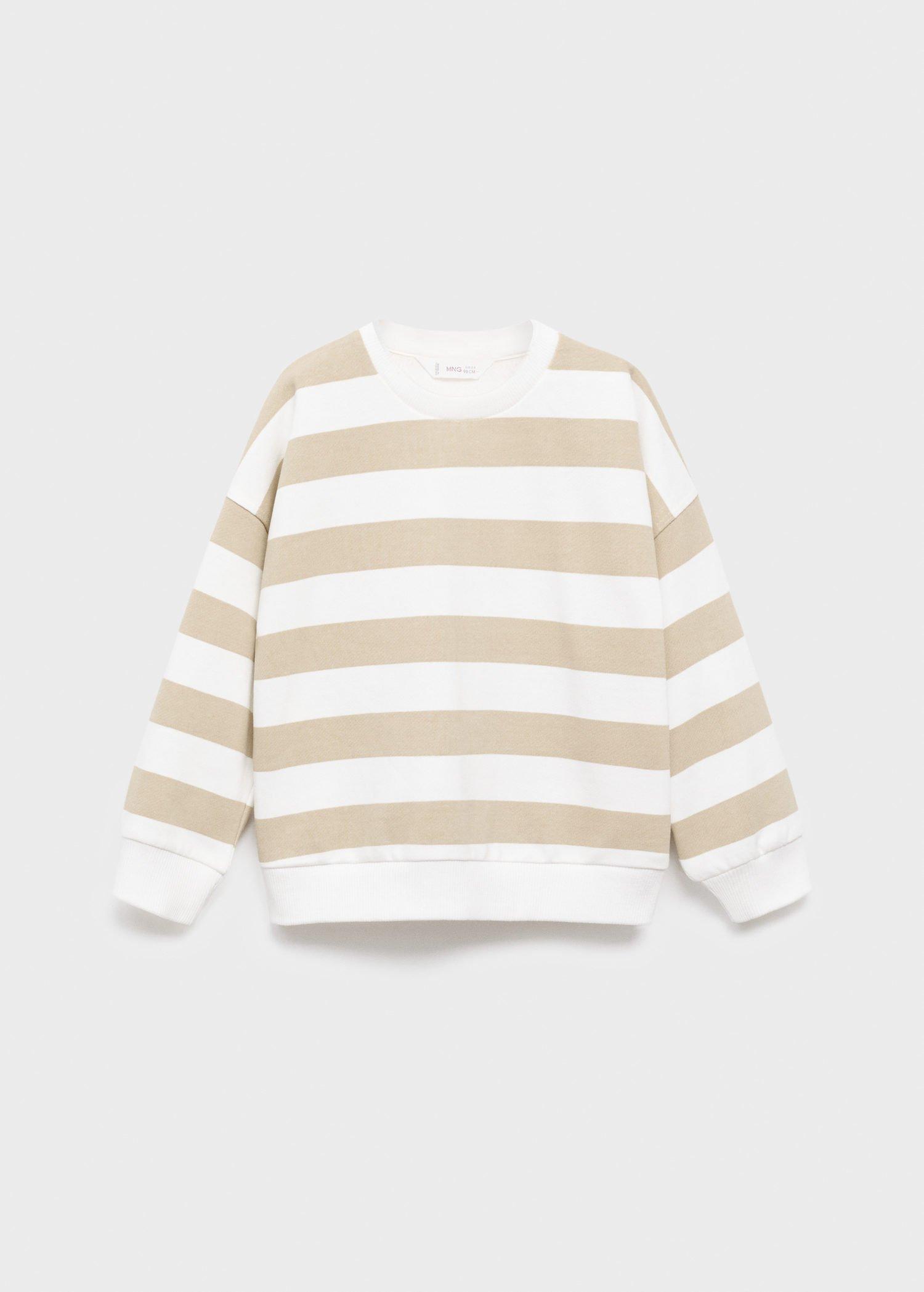 Brown Striped Cotton-Blend Sweatshirt, Baby Boys, Light Pastel Brown, medium