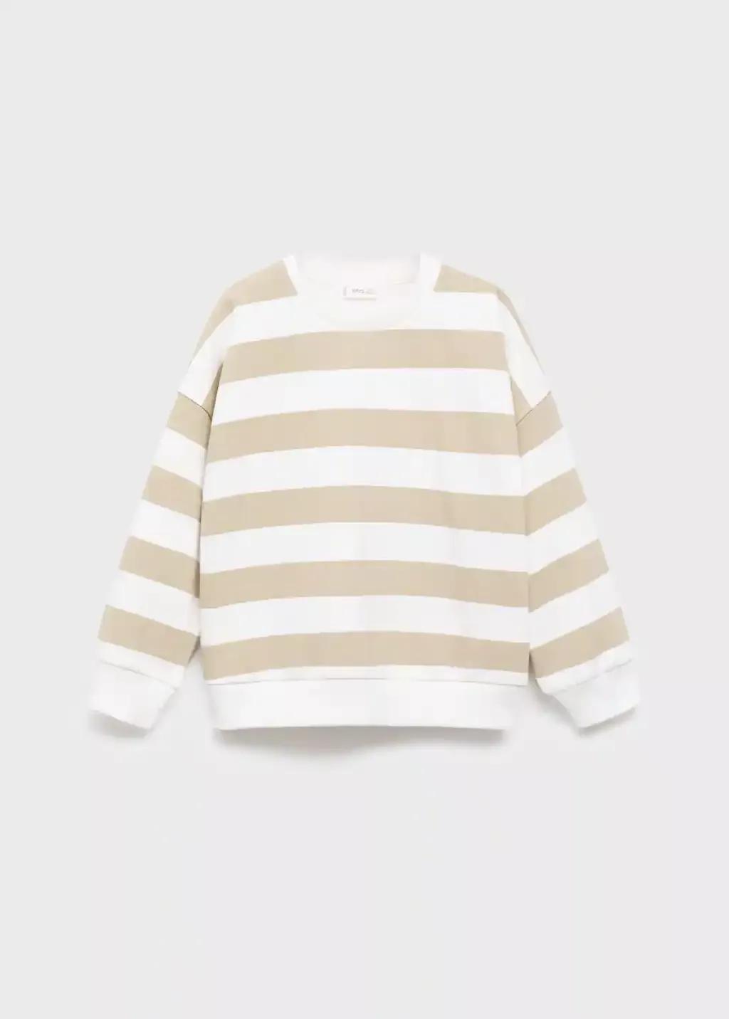 Brown Striped Cotton-Blend Sweatshirt, Baby Boys, Light Pastel Brown, medium