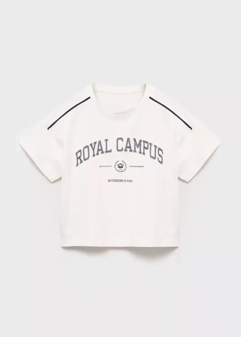 White Short-Sleeved Printed T-Shirt, Kids Girls, , large image number 0