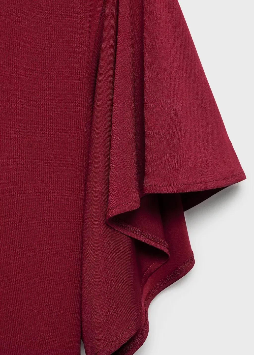 Red Bell Sleeve Flared Dress, Dark Red, large image number 2