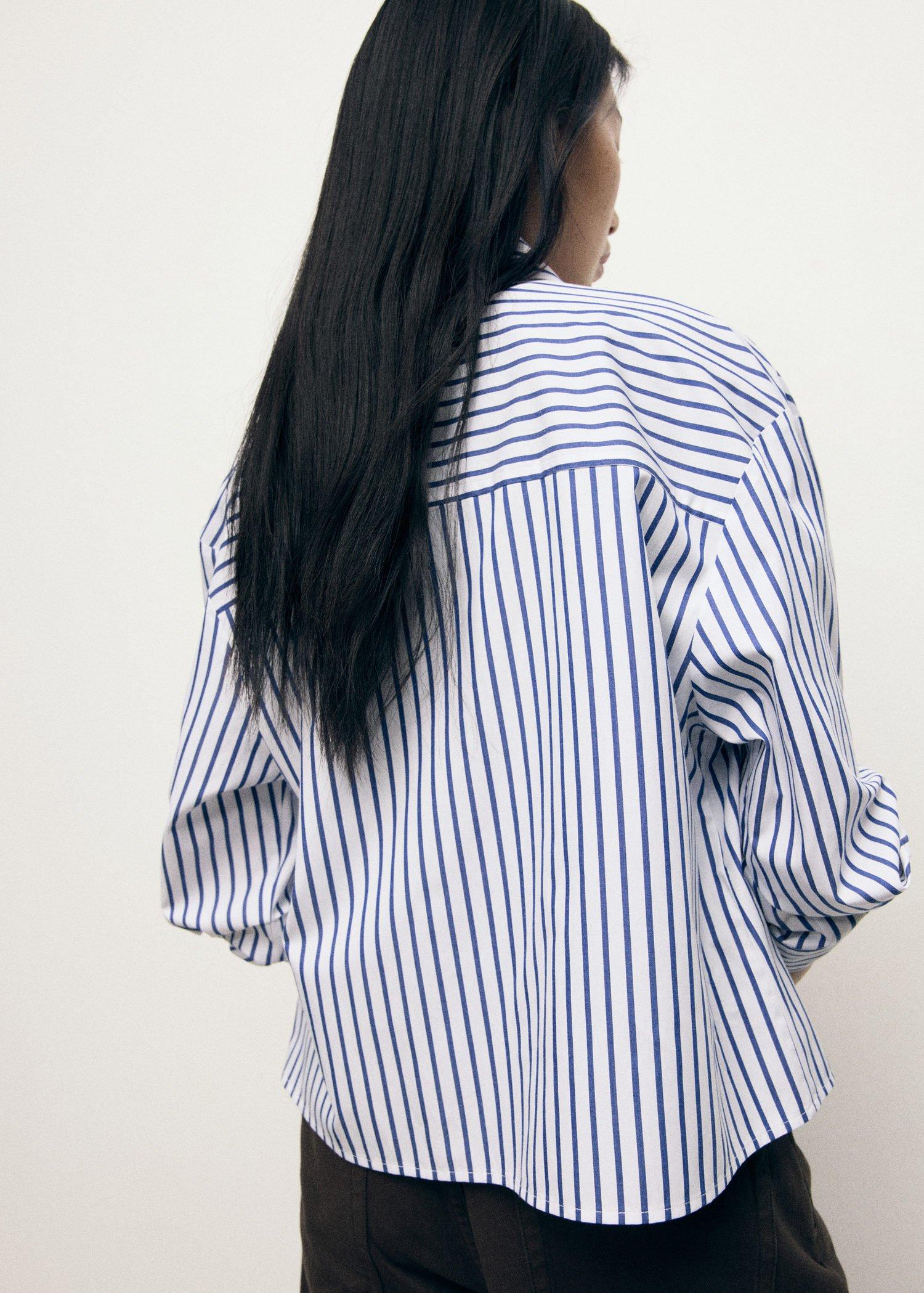 Blue Striped Cropped Shirt, , large image number 4