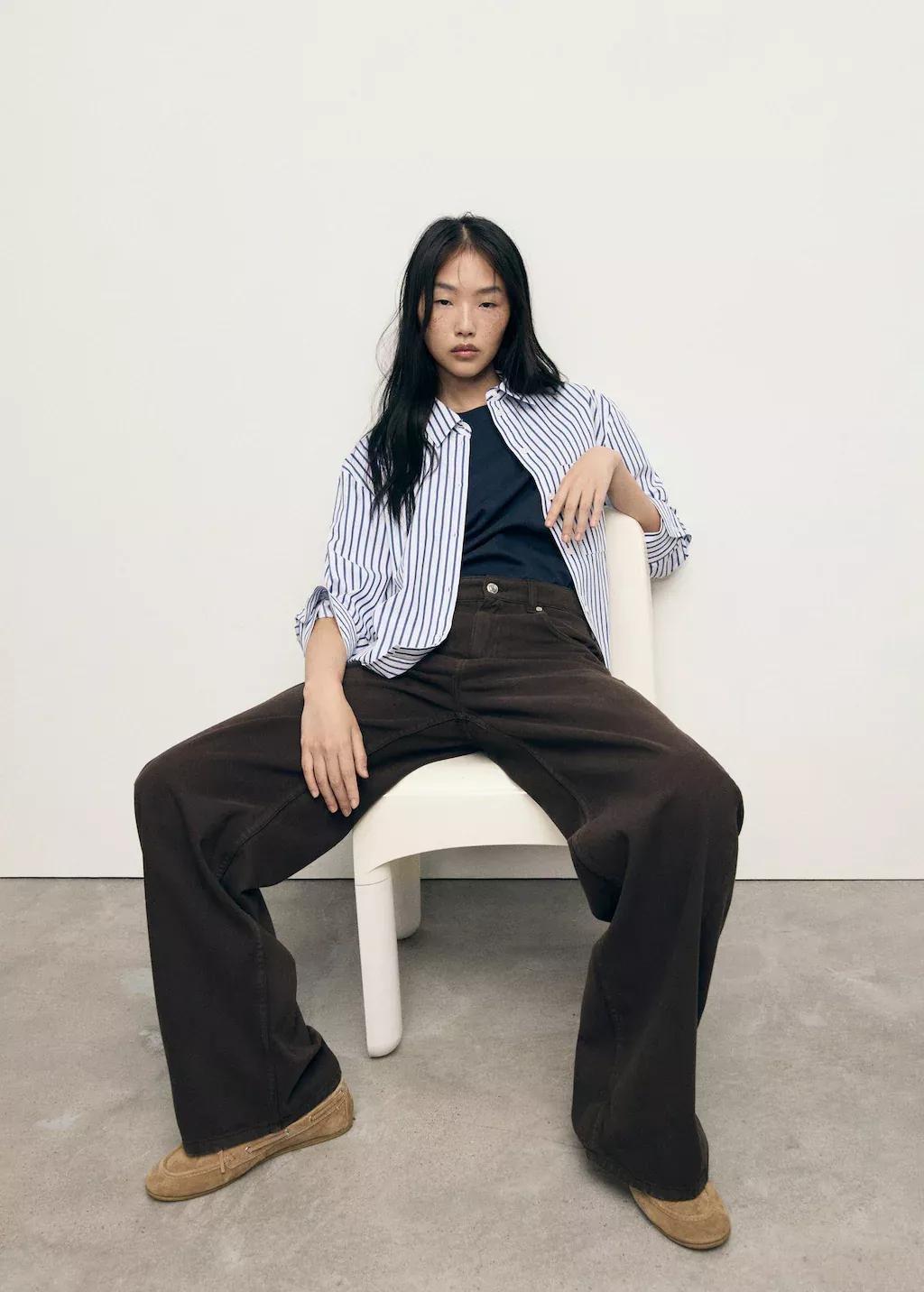 Blue Striped Cropped Shirt, , large image number 5