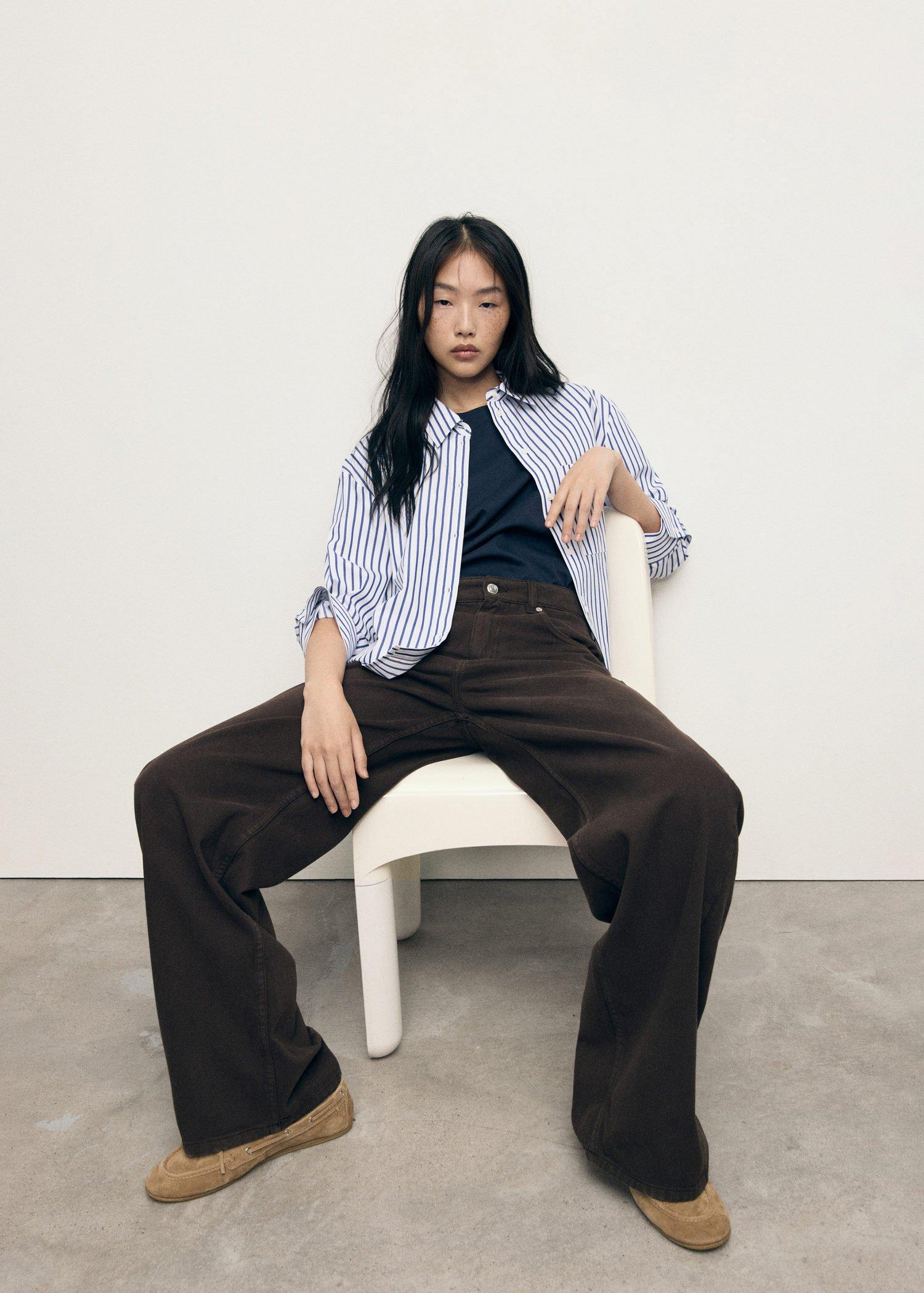 Blue Striped Cropped Shirt, , large image number 6