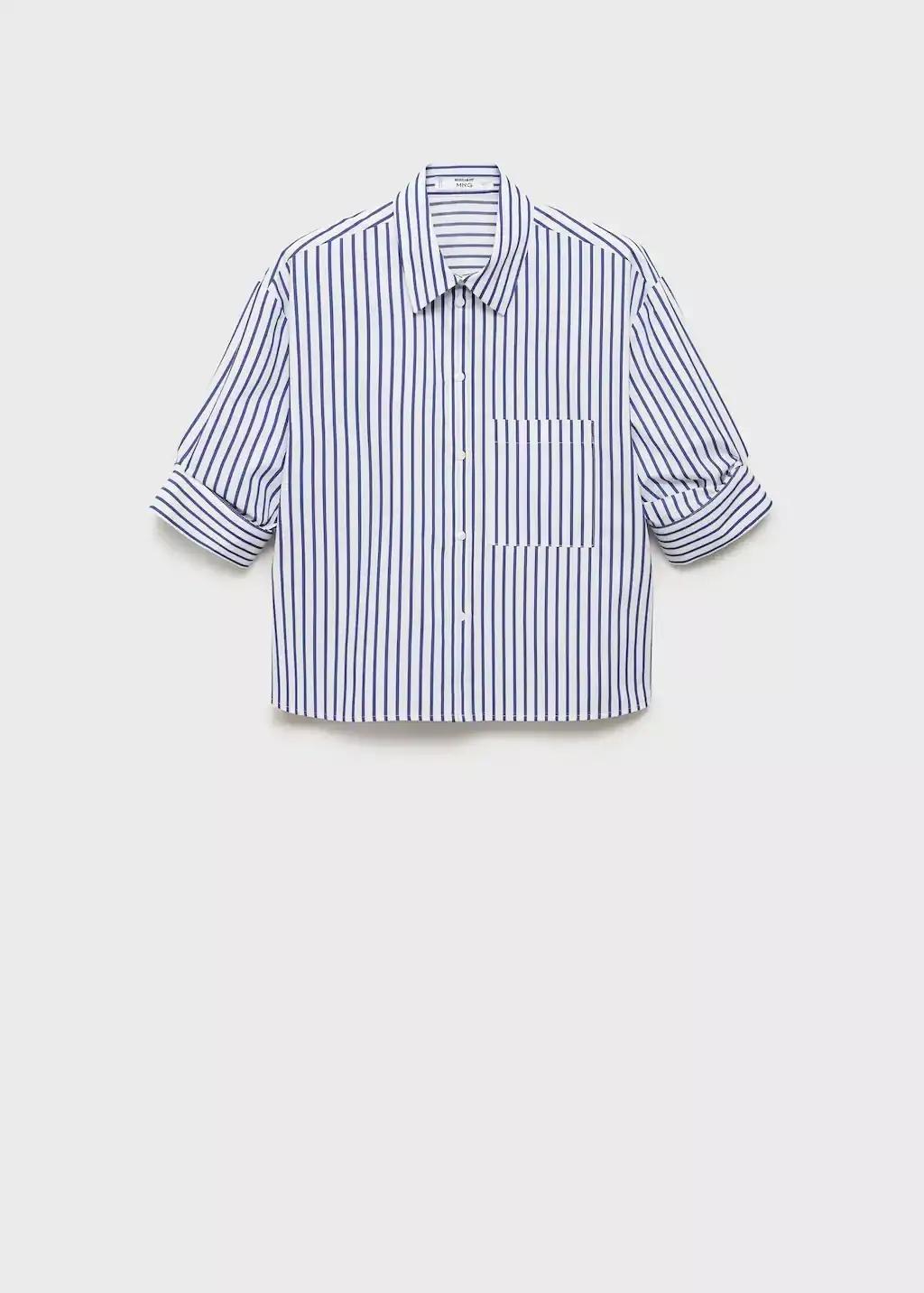 Blue Striped Cropped Shirt, , large image number 7