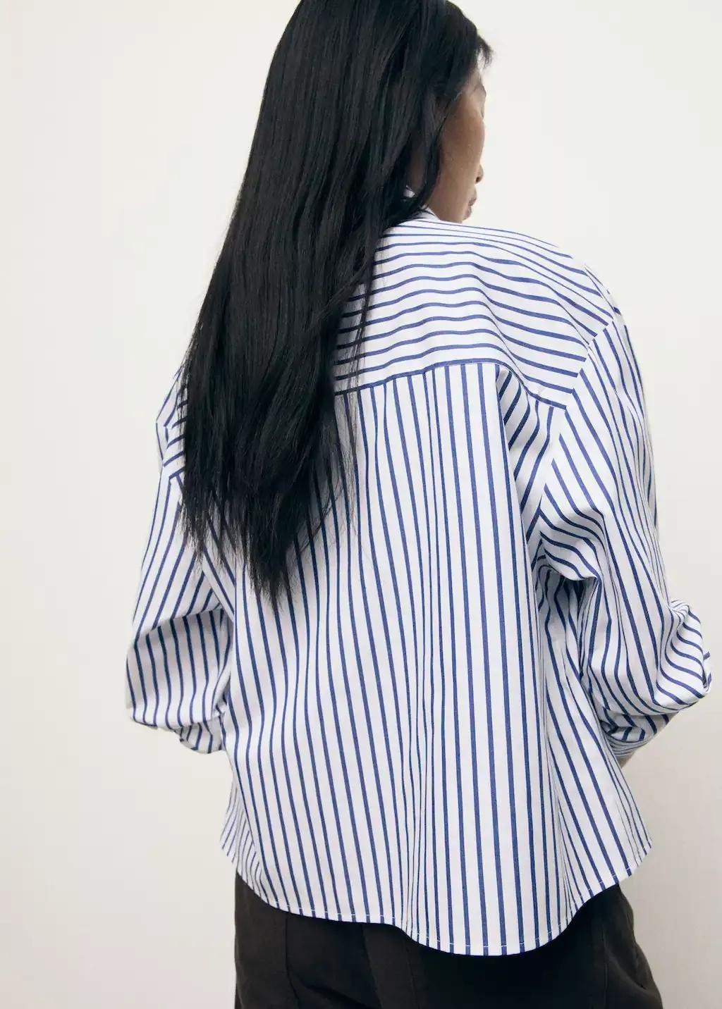 Blue Striped Cropped Shirt, , large image number 11
