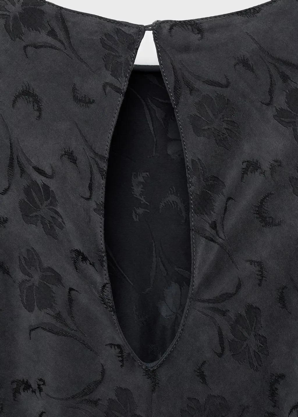 Grey Satin Floral Jacquard Dress, , large image number 9