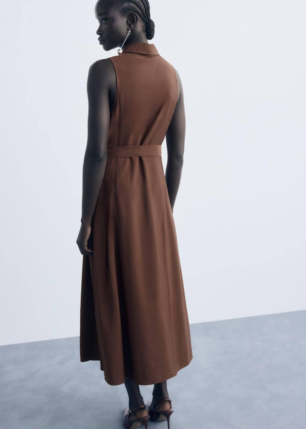 Brown Belt Shirt Dress, Brown, large image number 13