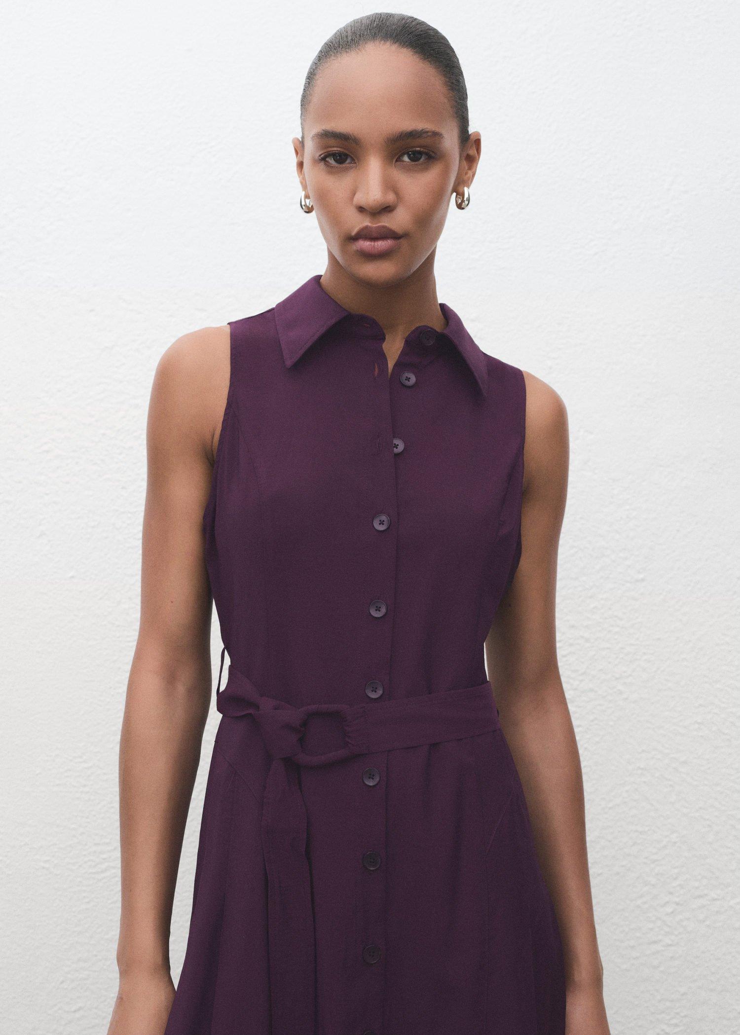 Purple Belt Shirt Dress, , large image number 0