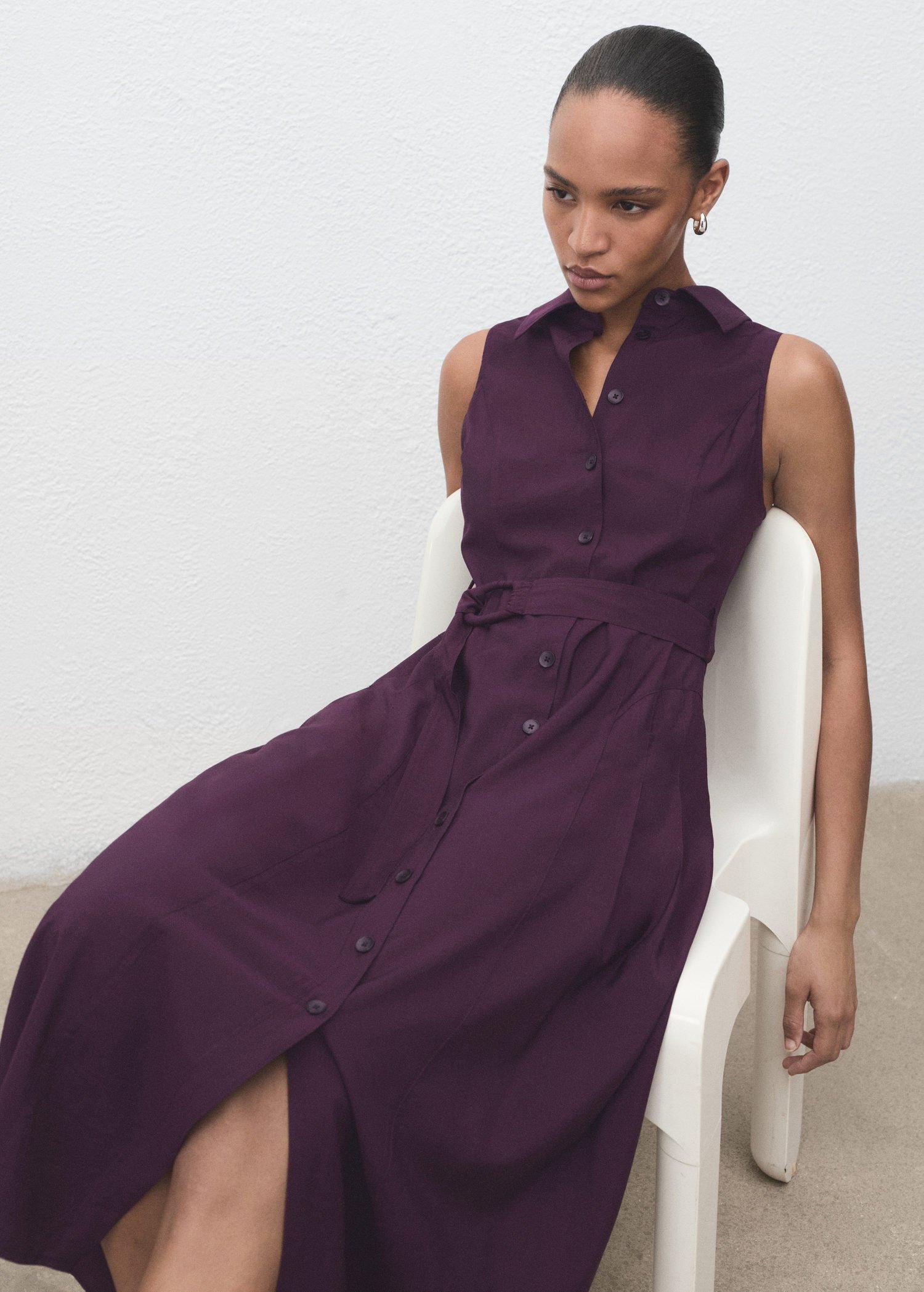 Purple Belt Shirt Dress, Medium Purple, large image number 6