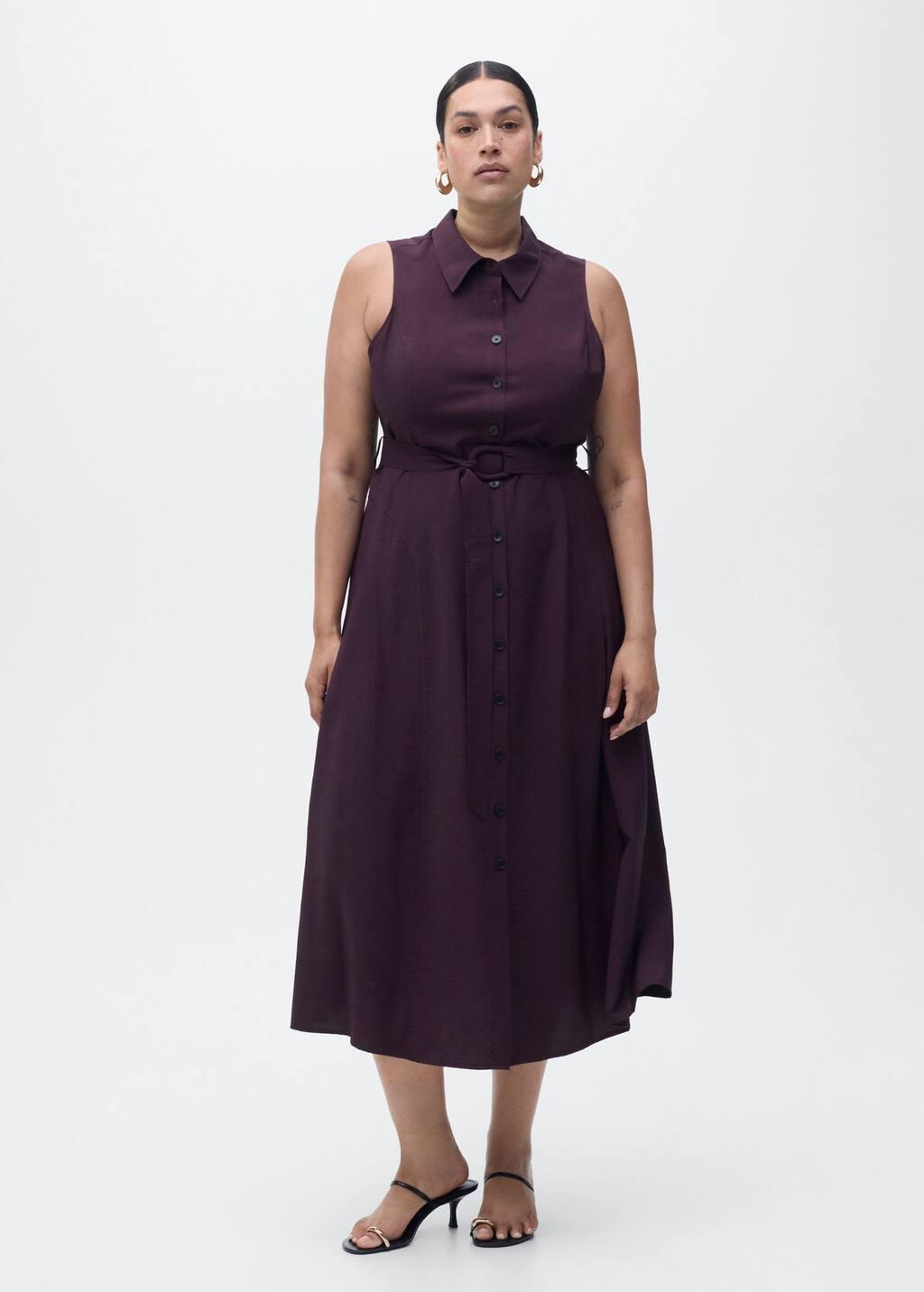 Purple Belt Shirt Dress, Medium Purple, large image number 7