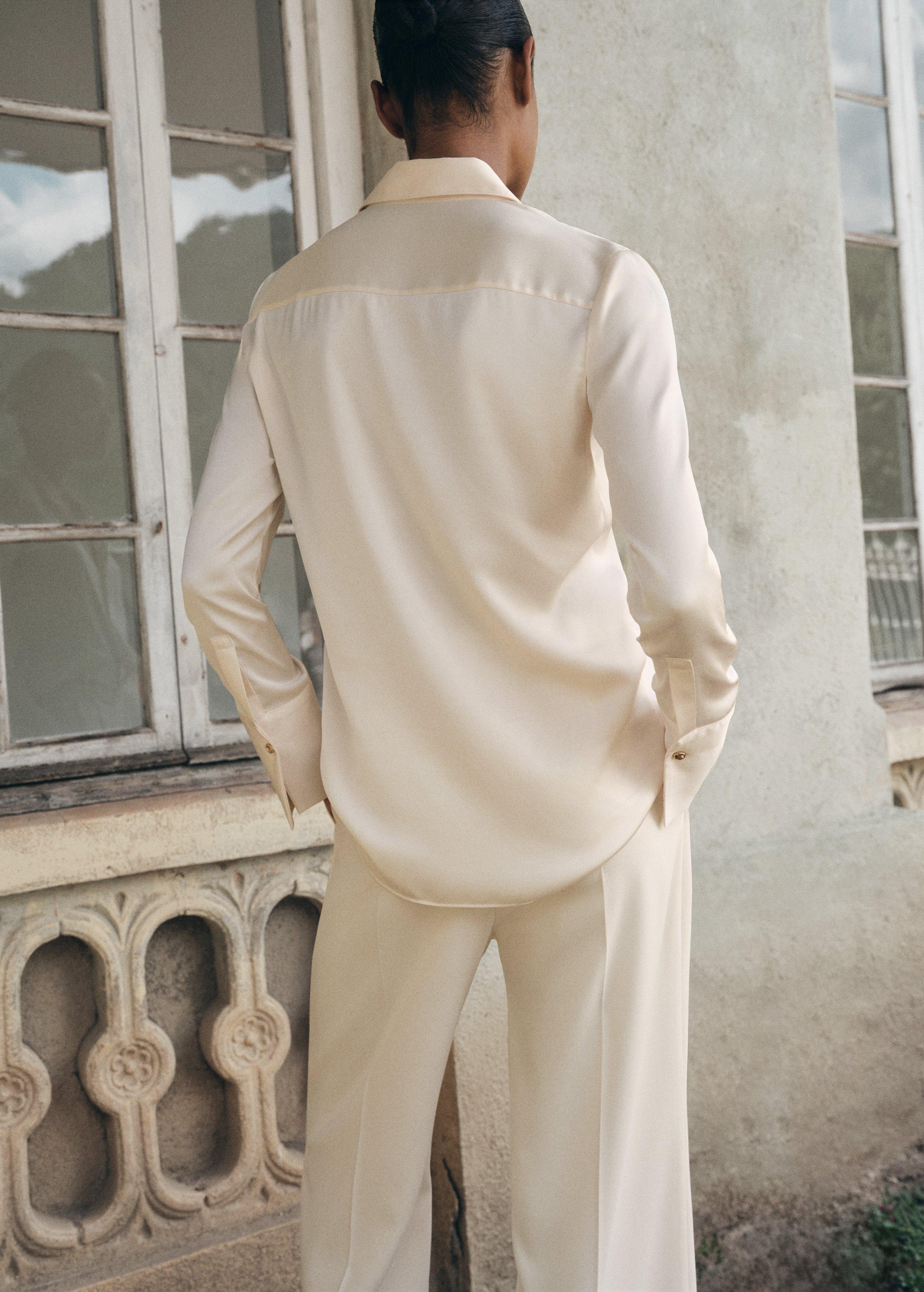 LIGHT BEIGE Satin finish flowy shirt, , large image number 2