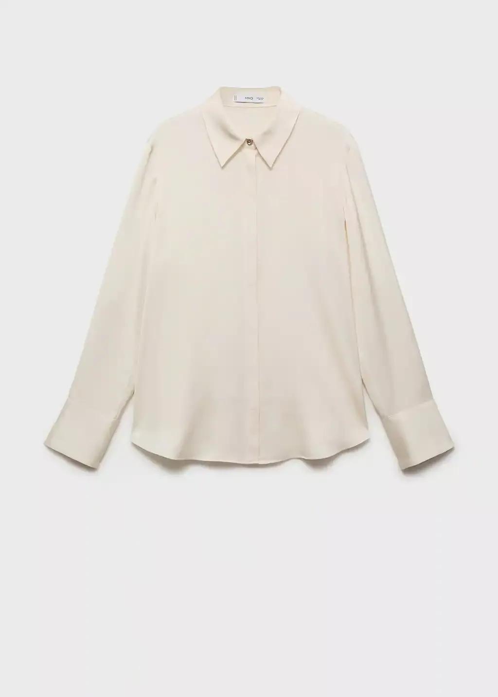 LIGHT BEIGE Satin finish flowy shirt, , large image number 7