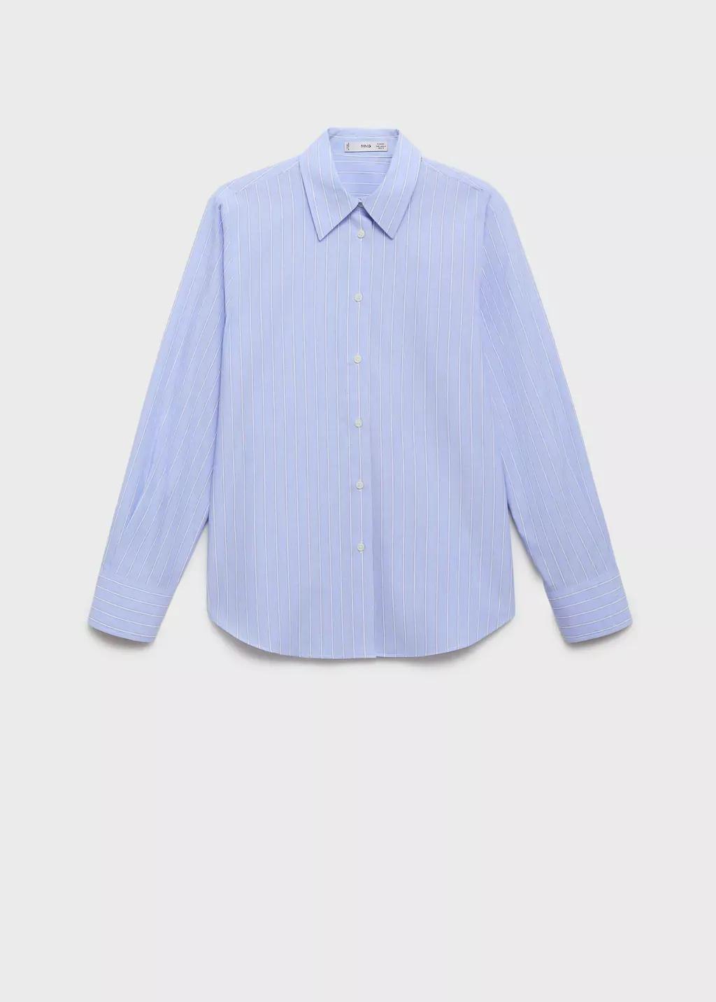 Blue Lt Pastel Cotton And Lyocell Blend Straight Shirt, , large image number 0