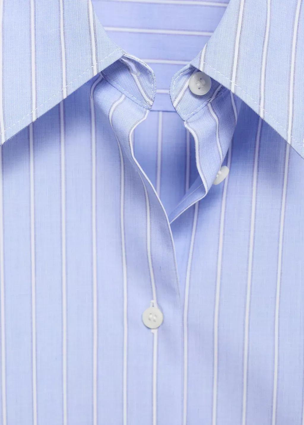 Blue Lt Pastel Cotton And Lyocell Blend Straight Shirt, , large image number 3