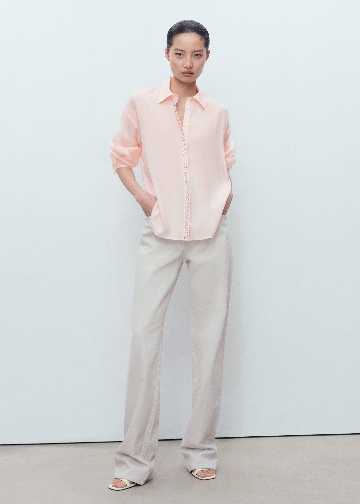 Pink Lt Pastel Modal Shirt With Rhinestones, , large image number 5