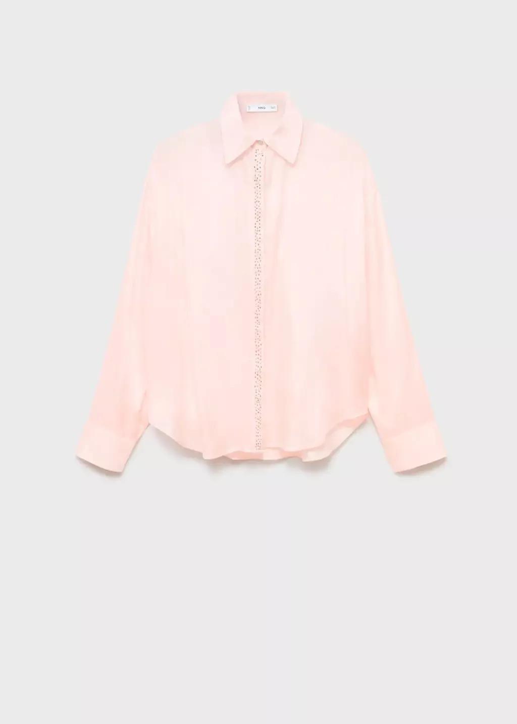 Pink Lt Pastel Modal Shirt With Rhinestones, , large image number 6