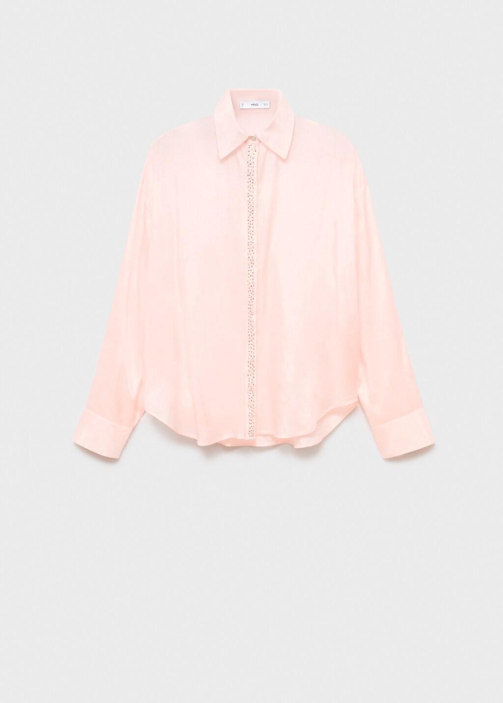 Pink Lt Pastel Modal Shirt With Rhinestones, , large image number 10