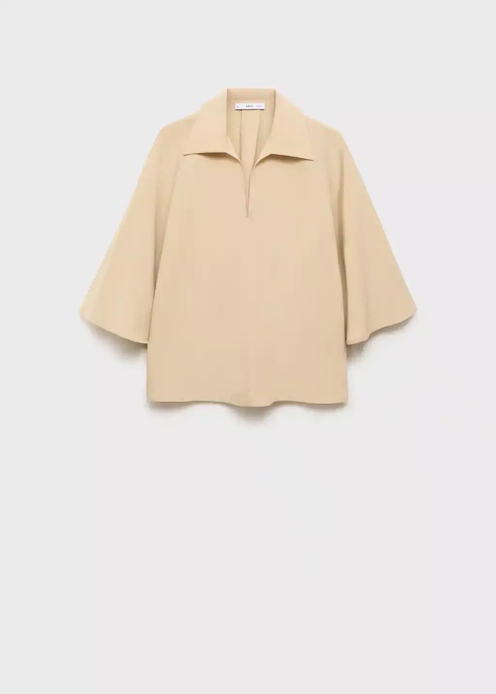 Brown Lt Pastel Oversized three-quarter sleeve shirt, Light Pastel Brown, medium