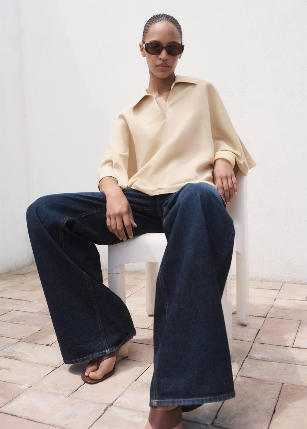 Brown Lt Pastel Oversized three-quarter sleeve shirt, Light Pastel Brown, large image number 3