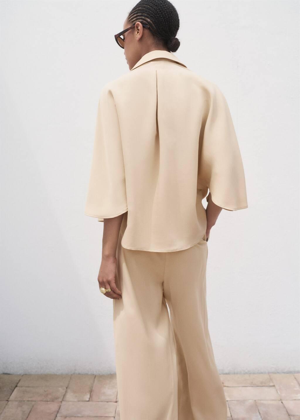 Brown Lt Pastel Oversized three-quarter sleeve shirt, Light Pastel Brown, large image number 5