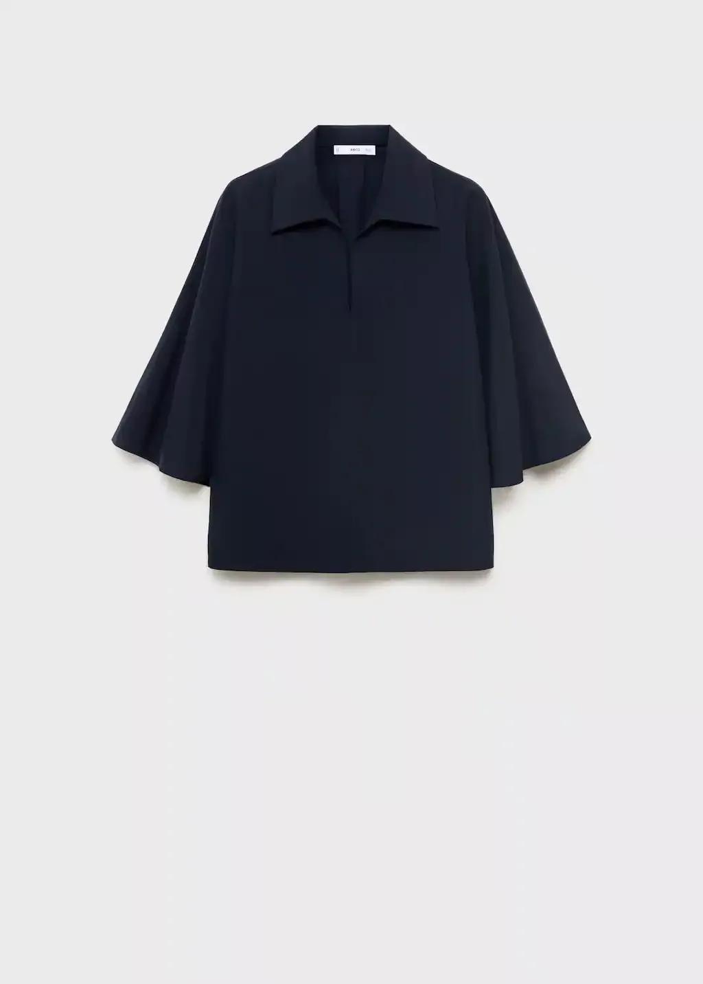 NAVY Oversized three-quarter sleeve shirt, Navy, large image number 0