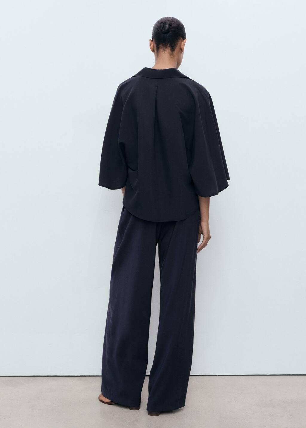 NAVY Oversized three-quarter sleeve shirt, Navy, large image number 5