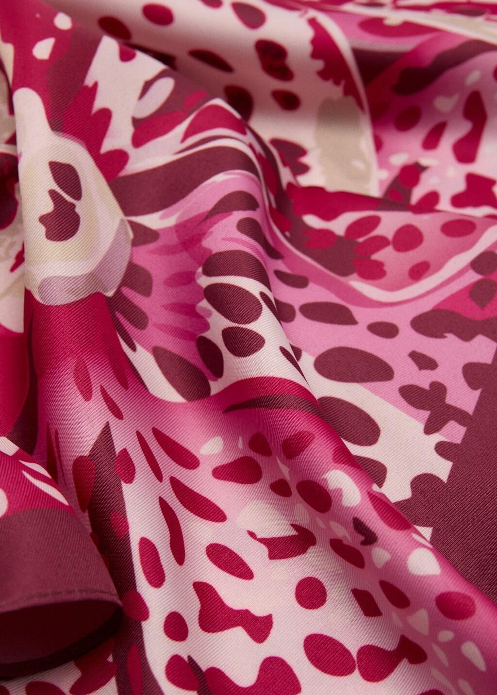Pink Orchid Print Satin Scarf, Pink, large image number 6