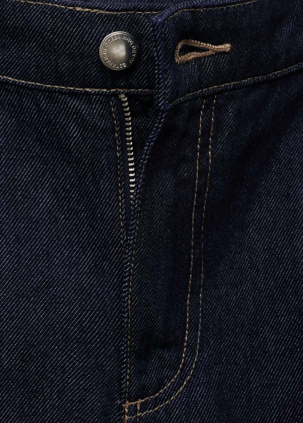 Blue Wide-Leg Pleated Jeans, , large image number 4