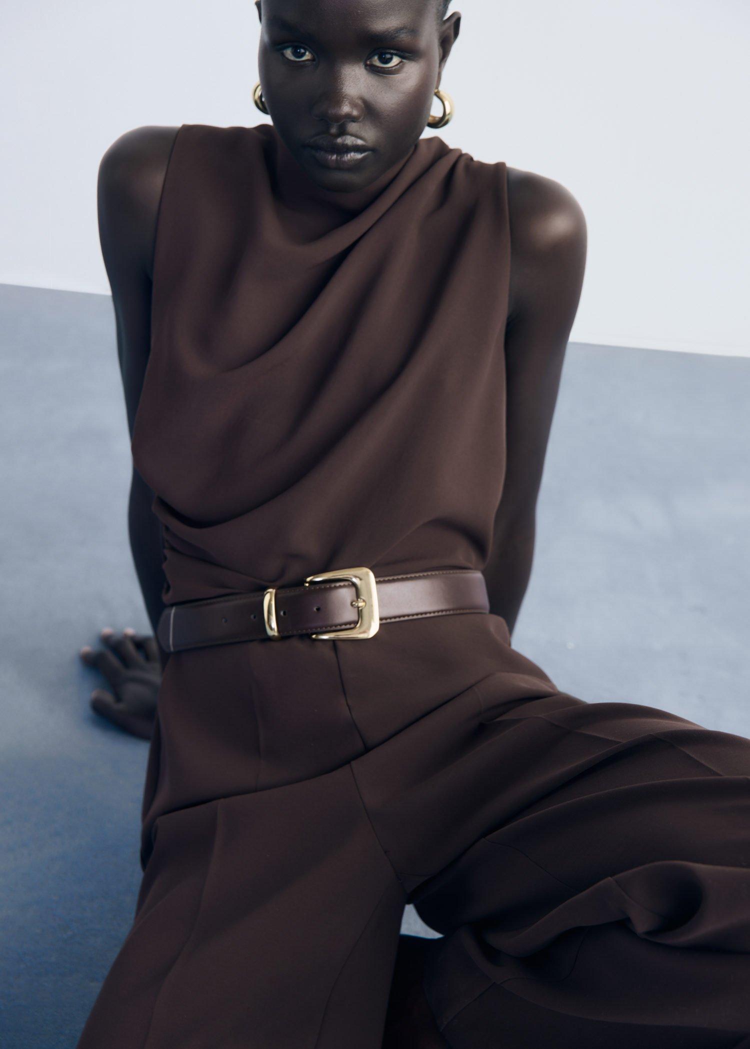 Brown Metal Buckle Belt, , medium