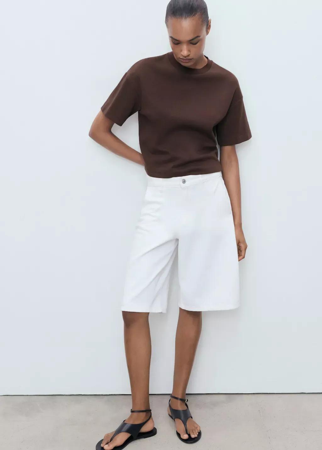 Brown Cotton Short-Sleeved T-Shirt, 0201_30, large image number 5