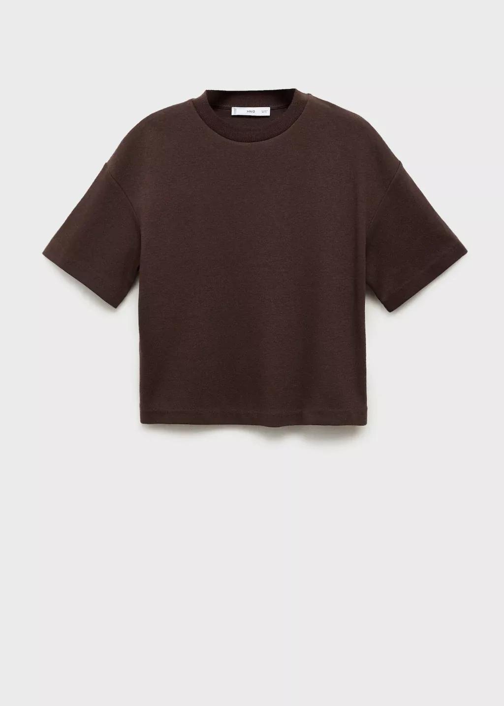 Brown Cotton Short-Sleeved T-Shirt, 0201_30, large image number 7