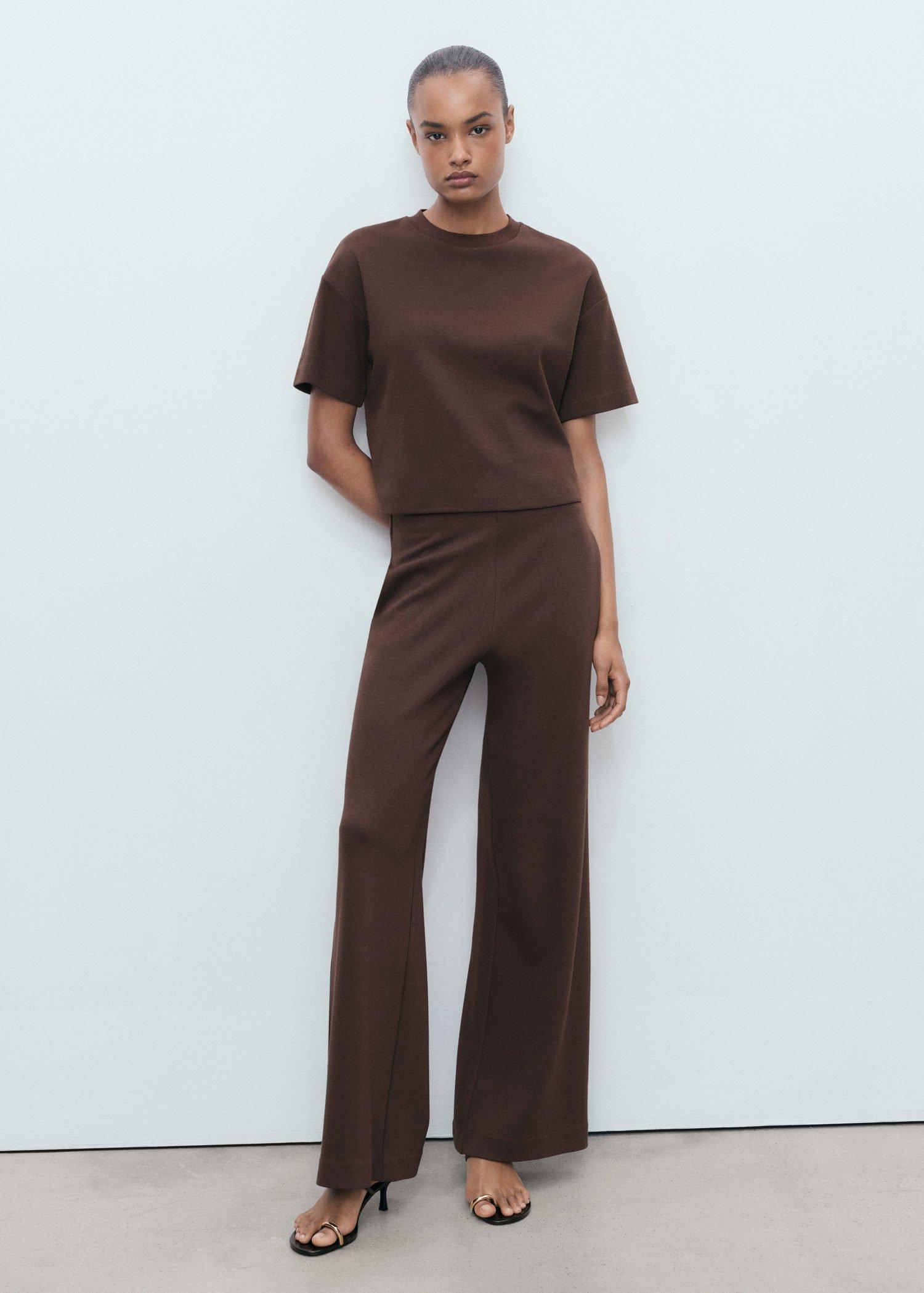 Brown Cotton Short-Sleeved T-Shirt, 0201_30, large image number 8