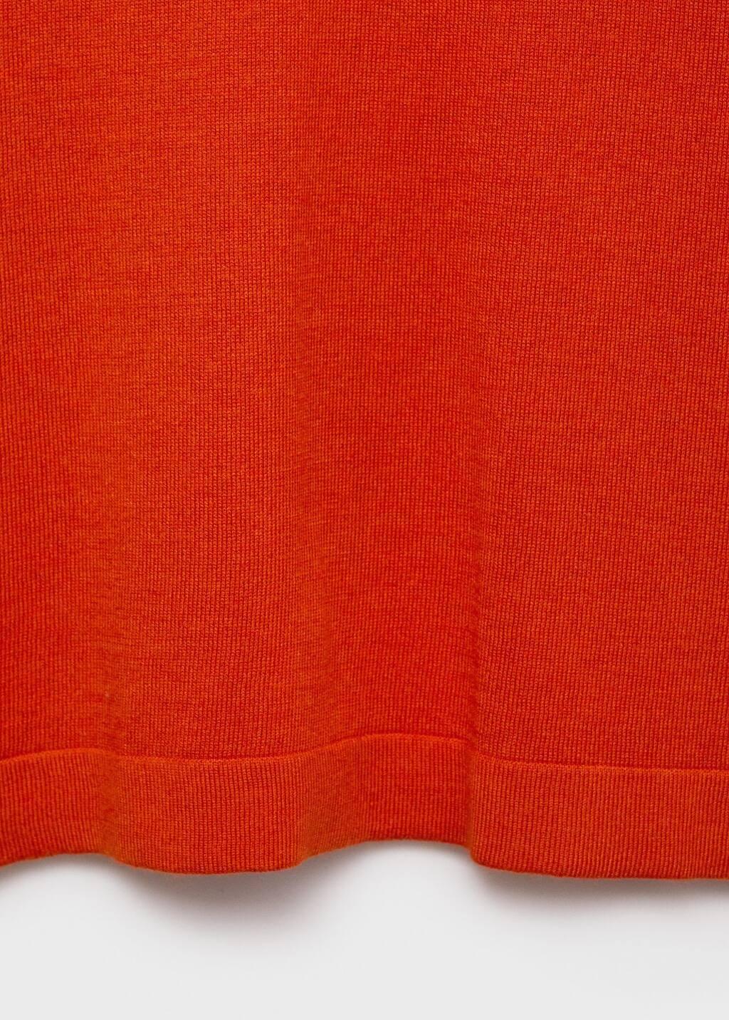 Orange Short-Sleeved Fine-Knit Sweater, 0201_27, large image number 4