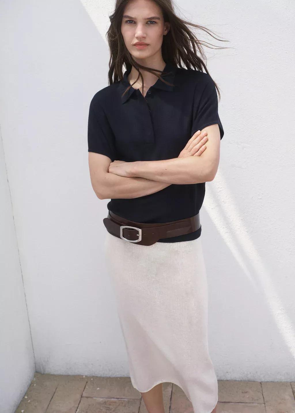 NAVY Short-sleeved polo-neck sweater, Navy, large image number 1