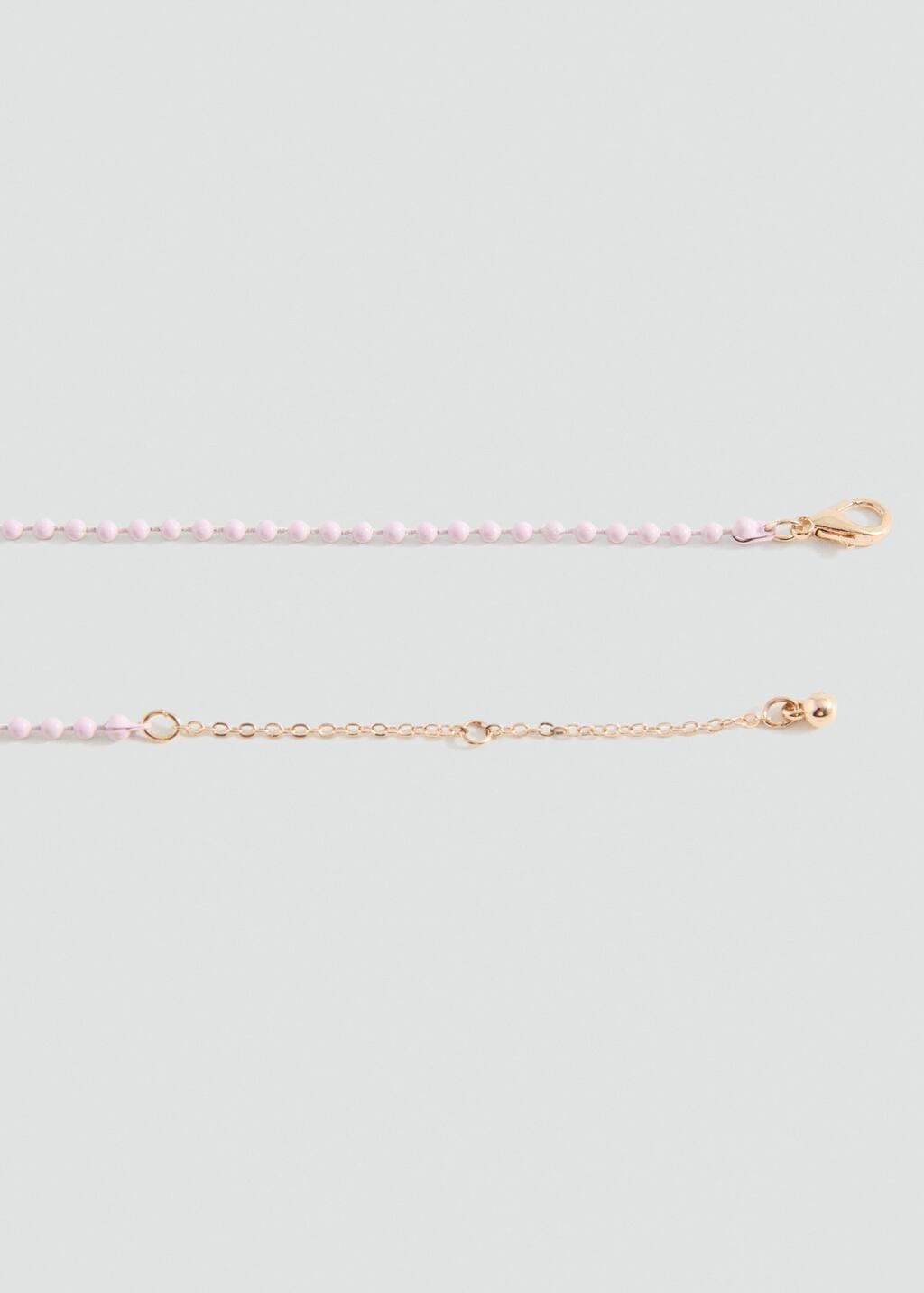 Pink Contrasting Necklace, Kids Girls, Light-Pastel Pink, large image number 1