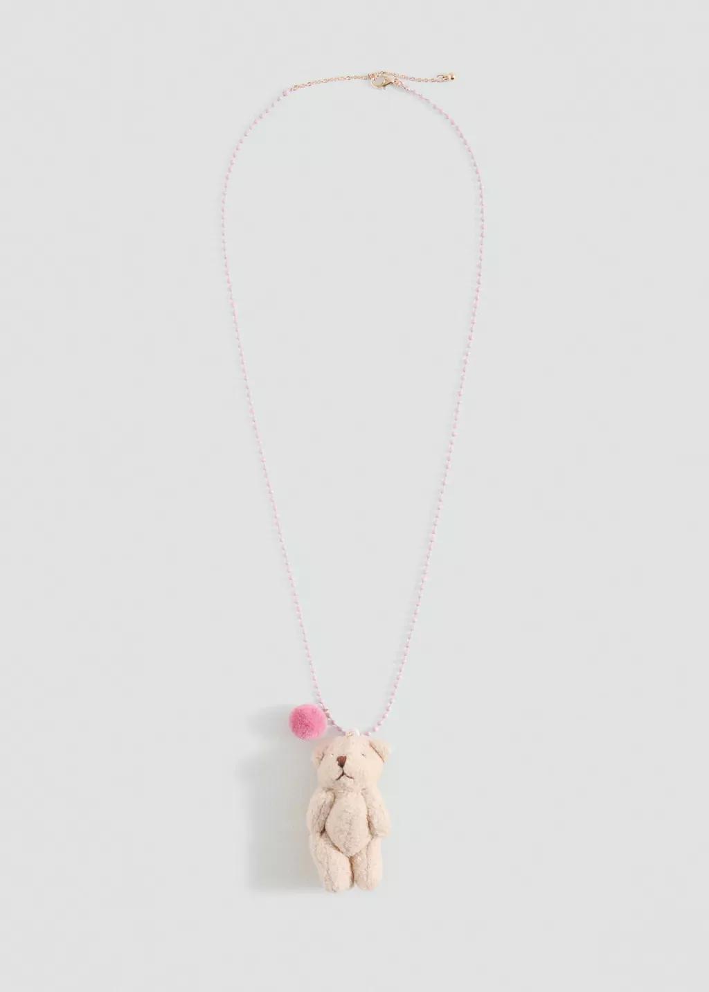 Pink Contrasting Necklace, Kids Girls, Light-Pastel Pink, large image number 2