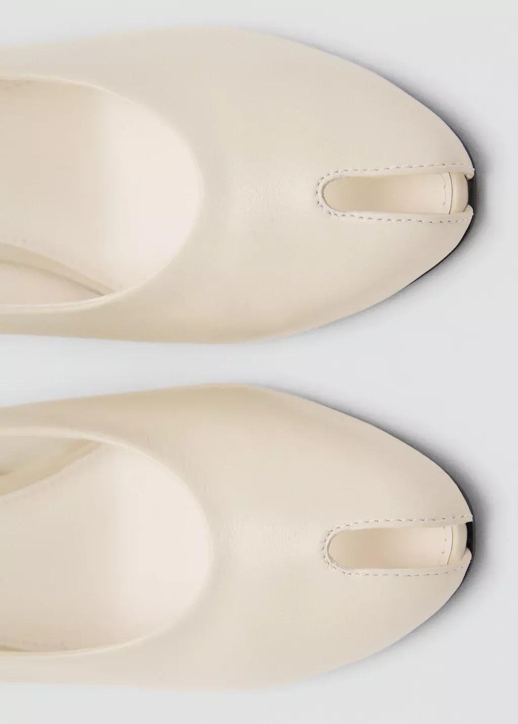 Beige Leather Peep-Toe High-Heeled Shoes, Light Beige, large image number 2