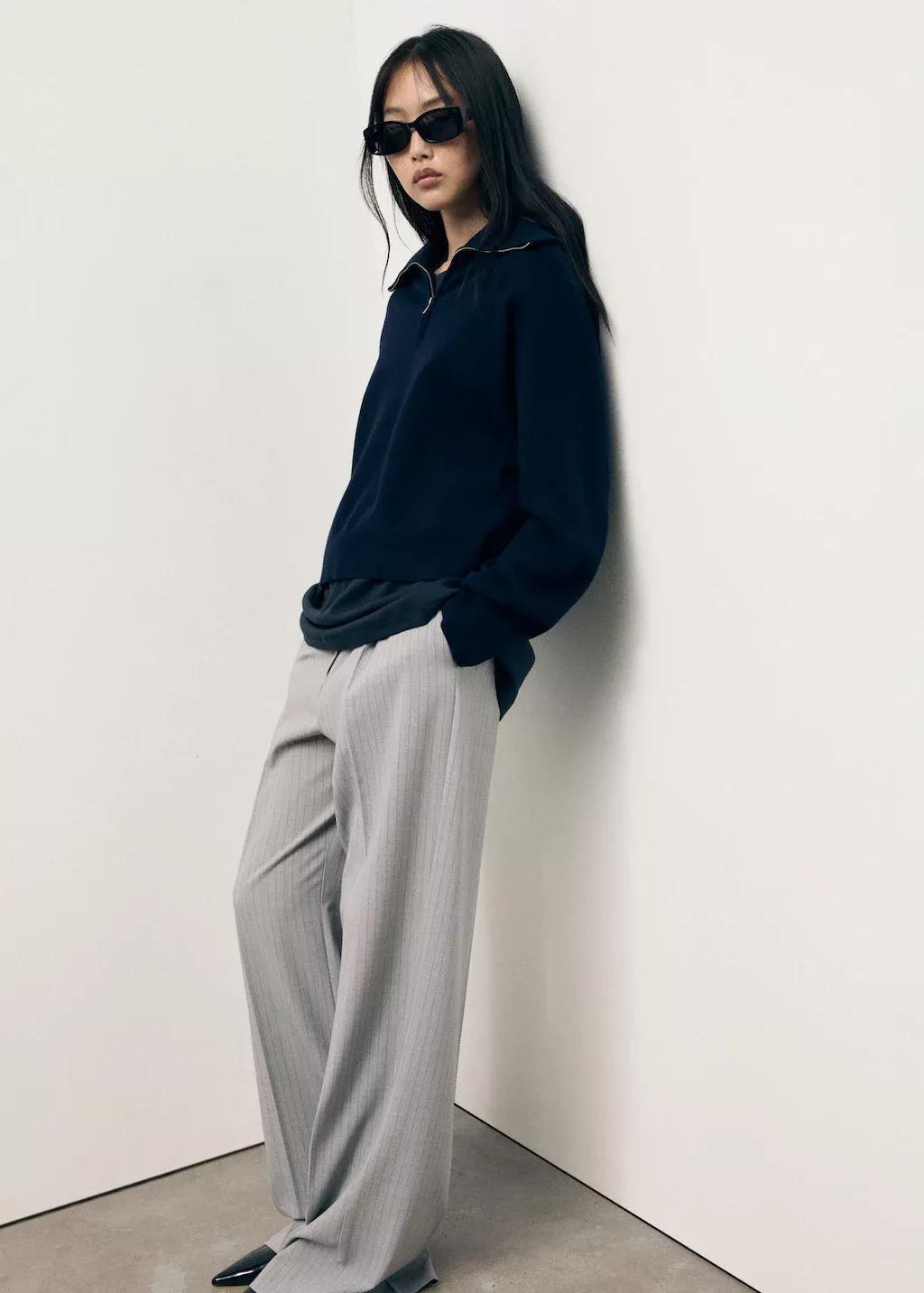 Grey Pinstripe Suit Trousers, 0201_92, large image number 2