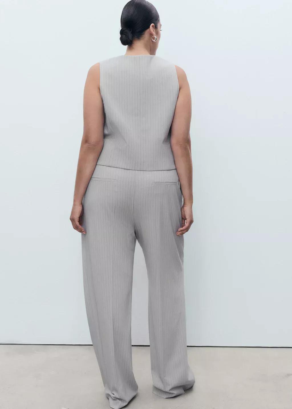 Grey Pinstripe Suit Trousers, , large image number 5