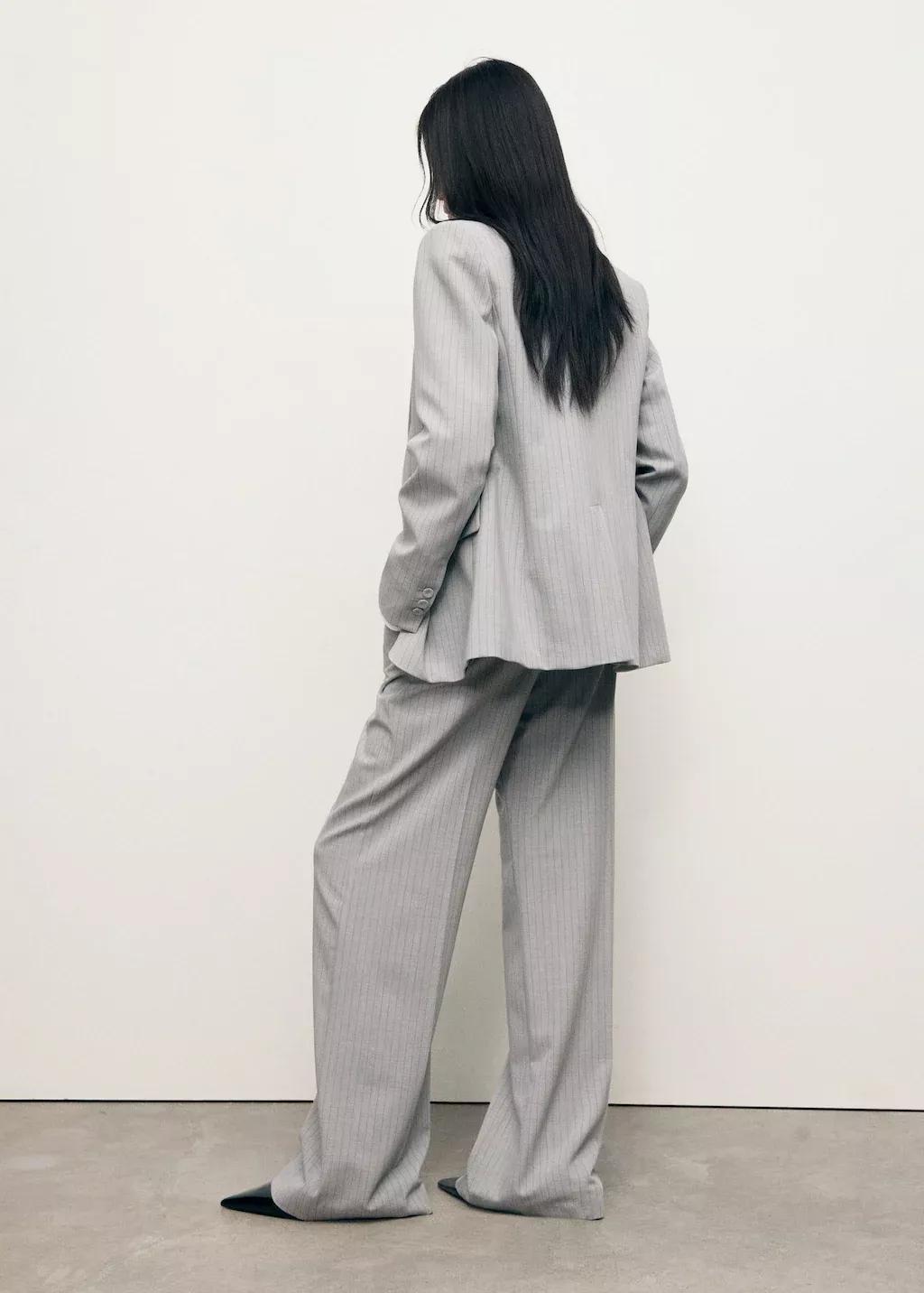 Grey Pinstripe Suit Trousers, , large image number 9
