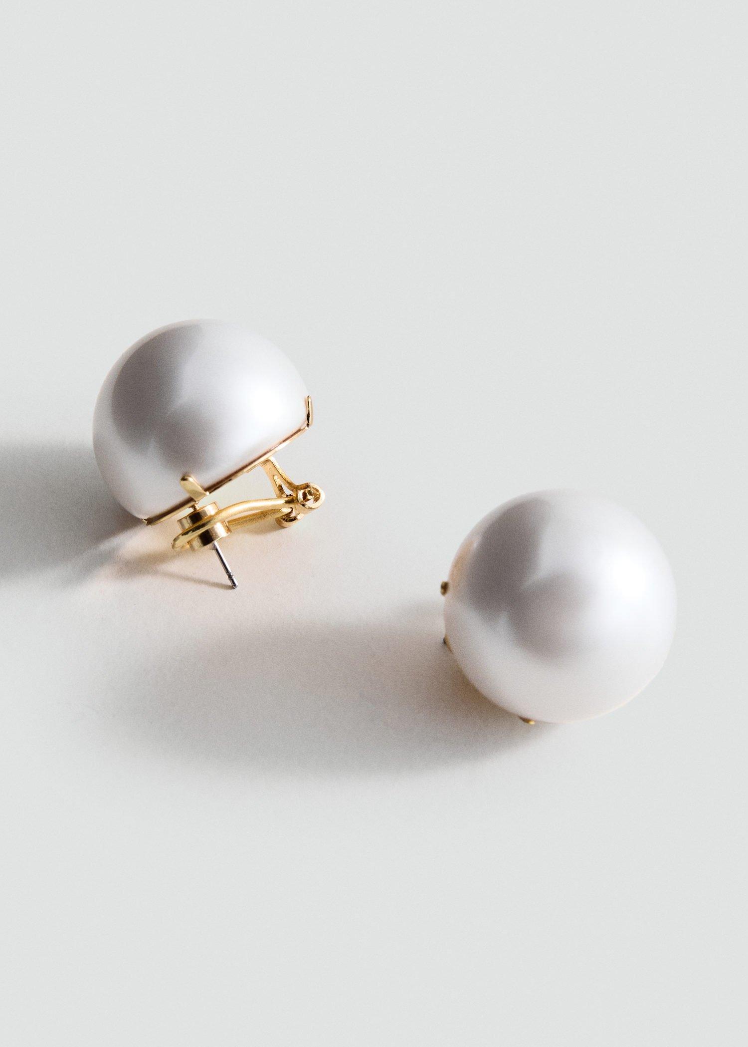 White Pearl Earrings, White, large image number 1