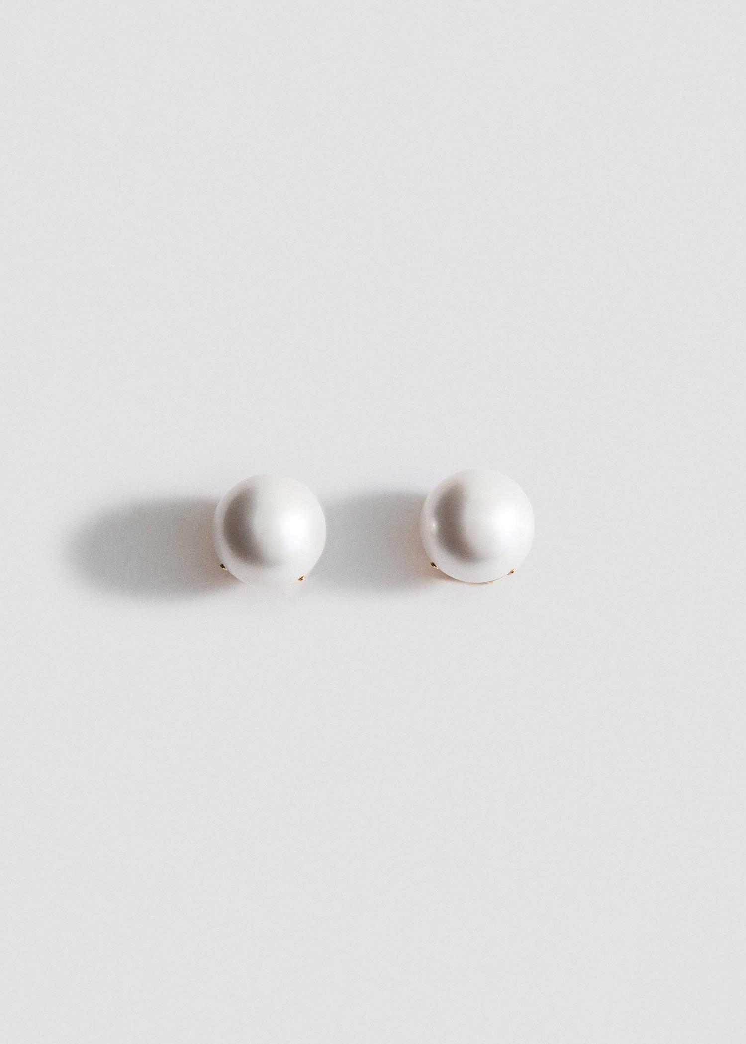 White Pearl Earrings, White, large image number 2