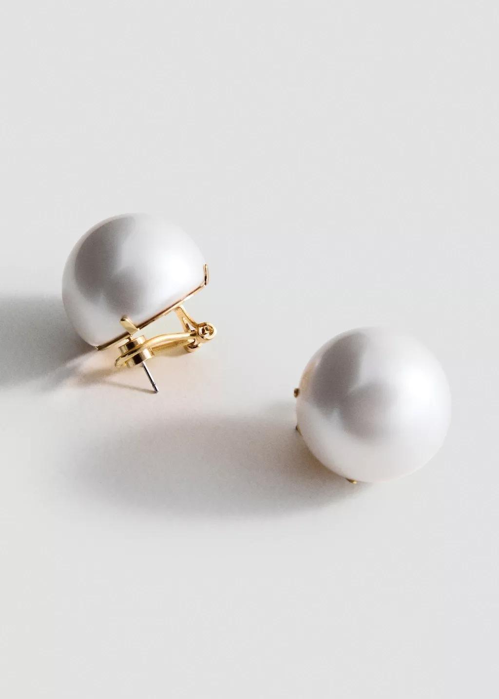 White Pearl Earrings, White, large image number 5