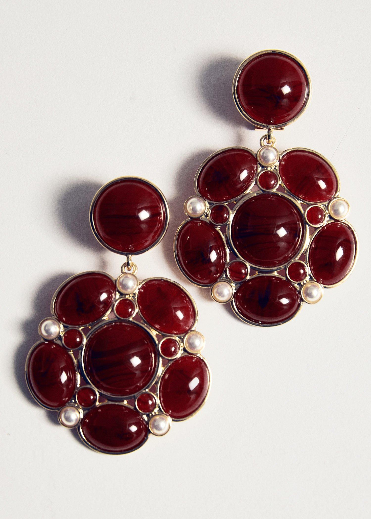Red Resin Stud Earrings, Red, large image number 3